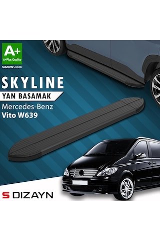 IMG-2620392972774469073.jpg Mercedes Vito W639 Kısa Şase Skyline Siyah Yan Basamak 233 Cm 2004-2014 A+ Kalite - Görsel 1