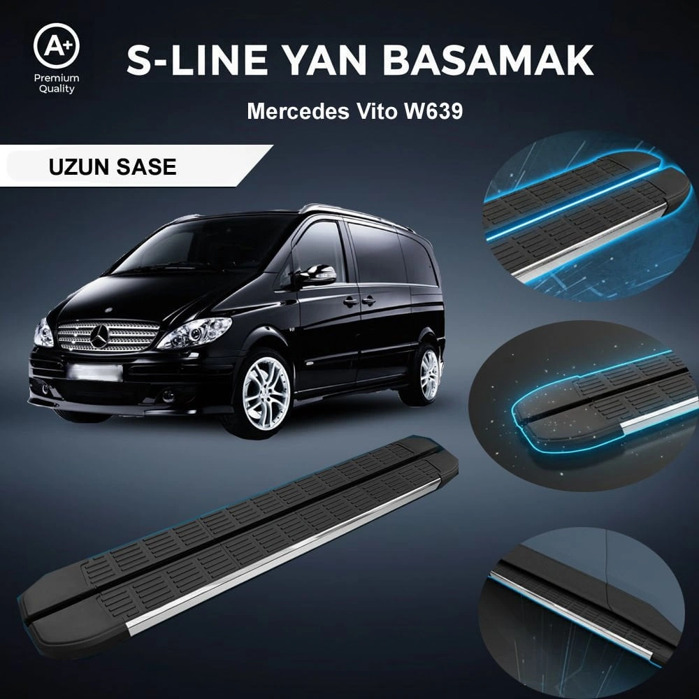 IMG-2825818945808119221.webp Mercedes Vito W639 Uzun S-line Premium Krom Yan Basamak 2004-2014 - Görsel 1
