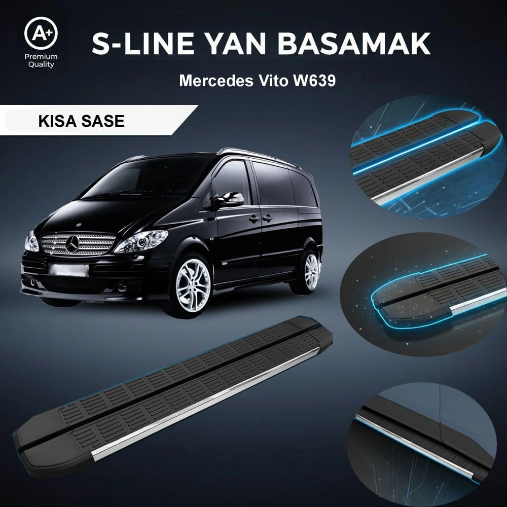IMG-4471743054712035260.webp Mercedes Vito W639 Kısa S-line Premium Krom Yan Basamak 2004-2014 - Görsel 1