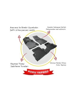 Rizline Fiat Doblo 2010-2015 Paspas Siyah 3D Havuzlu Tam Uyumlu