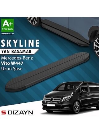 Mercedes Vito W447 Uzun Şase Skyline Siyah Yan Basamak 253 Cm 2014 Üzeri A+ Kalite