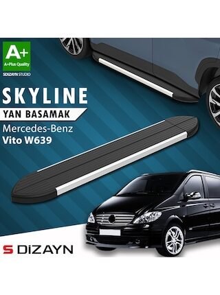 S-dizayn Mercedes Vito W639 Kısa Şase Skyline Aluminyum Yan Basamak 233 Cm 2004-2014 A+ Kalite