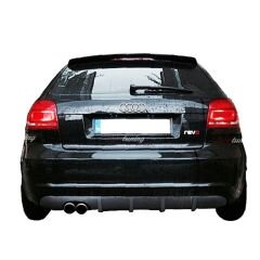 Audi A3 2009 - 2011 Uyumlu Yedek Parça Sol Çift Çıkışlı Difüzör Boyasız Fiber
