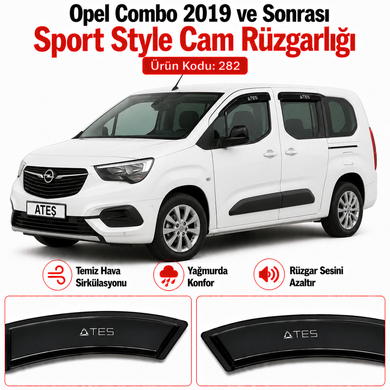 OPEL COMBO 2019 VE SONRASİ SPORT STYLE CAM RÜZGARLIĞI - Görsel 1