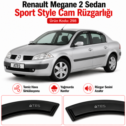 RENAULT MEGANE 2 SEDAN SPORT STYLE CAM RÜZGARLIĞI